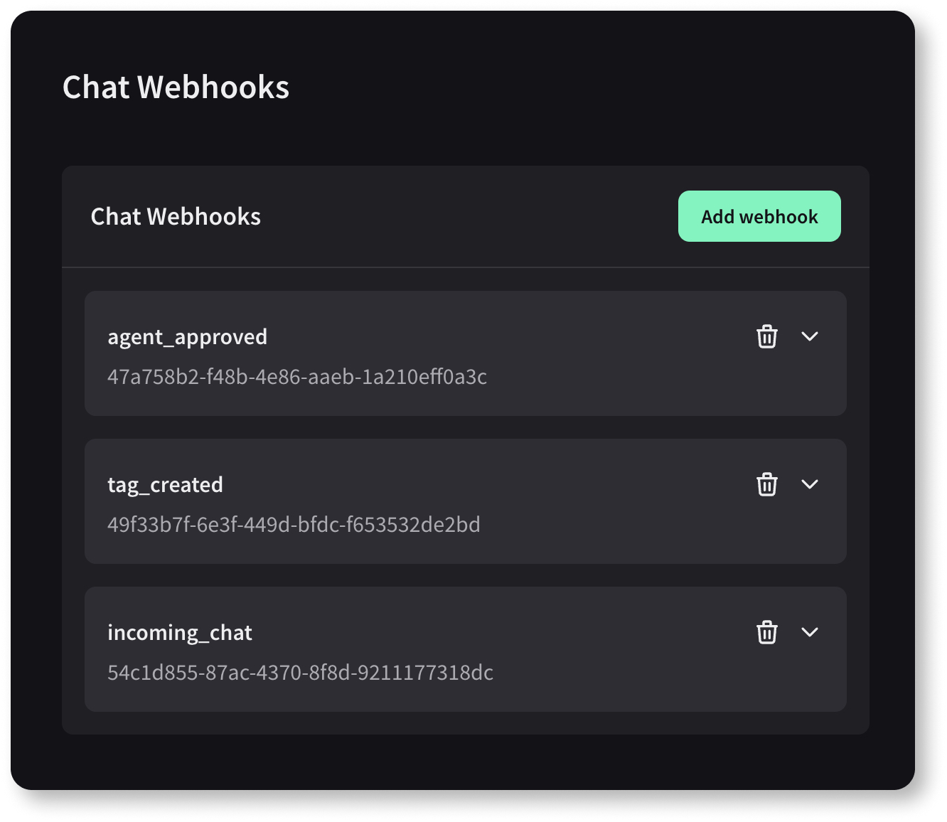 LiveChat webhooks